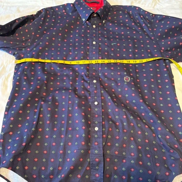 Vtg Tommy Hilfiger Geometric Button Up Long Sleeve Shirt Men’s L 100% Cotton - Picture 7 of 7